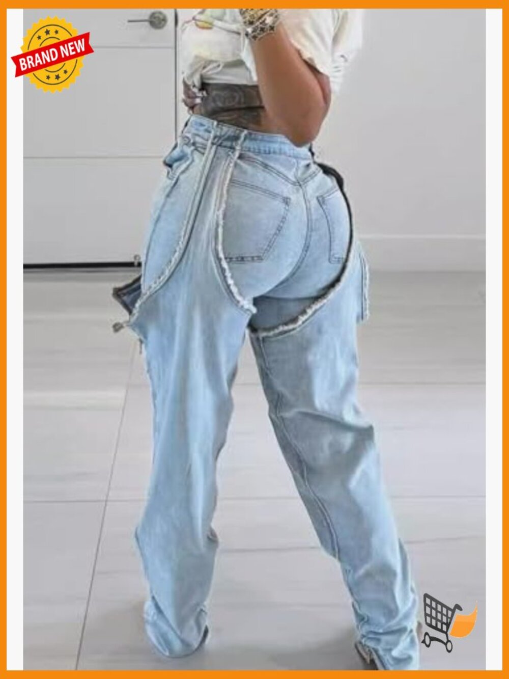 Baggy High Rise Wide Leg Jeans with Pockets Streetwear Y2K Stretchy - Picture 2 of 7